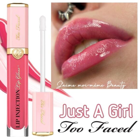 Too Faced Just a Girl Lip Injection Plumping Lip Gloss (Barbie Pink) - Picture 1 of 13